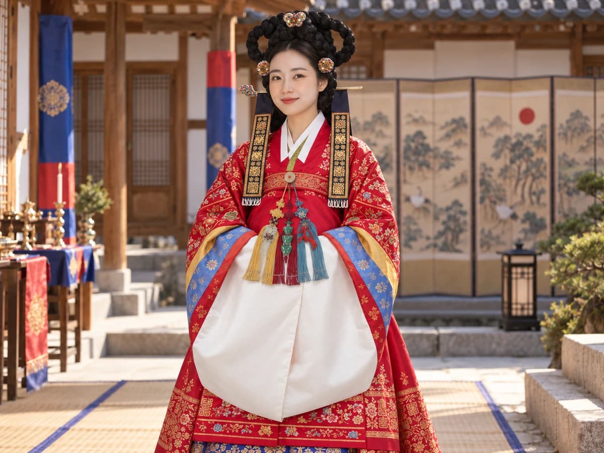 Example of Danjangmi traditional wedding styling — Not an actual user photo